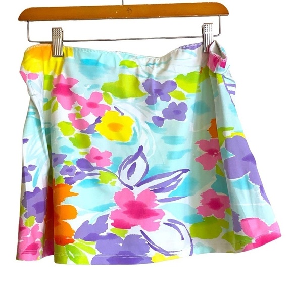 LAUREN Ralph LAUREN Floral Watercolor Mini Skirt Large Boho Chic Hippy - Picture 6 of 11